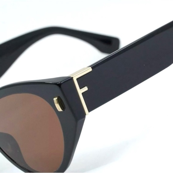 FENDI Brown Oversized Cat Eye UV Sunglasses Style FE400351 01E FENDI F logo NEW - Picture 14 of 14